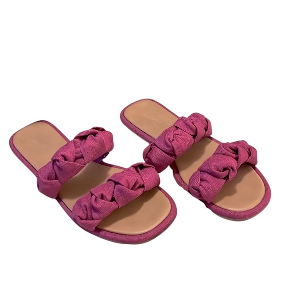 Universal Thread Meg Pink Fuscia Double Knotted Strap Flat Mule Slide Sandals 10